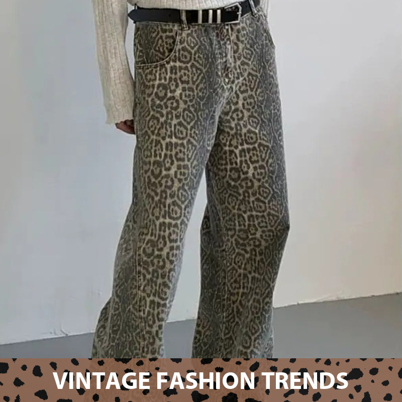 2024 new dark leopard print jeans