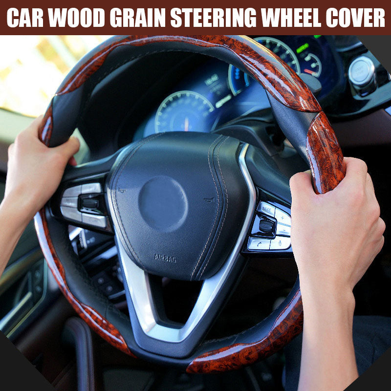 Car Wood Grain Steering Wheel Cover