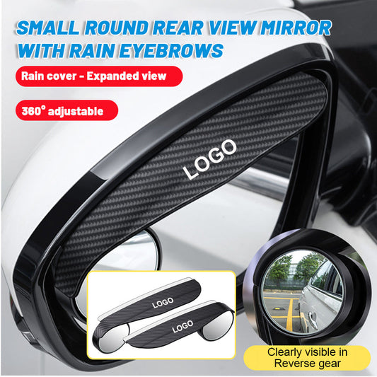 Small Round Rearview Mirror With Rain Eyebrows (1 Pair)