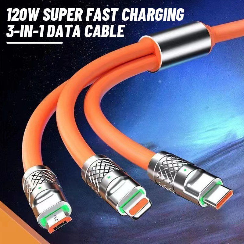 120w Super Fast Charging 3-In-1 Data Cable